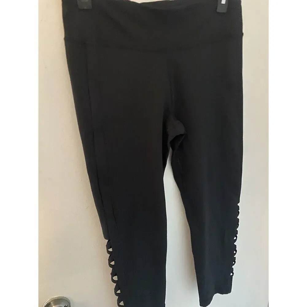 Gap Fit‎ Leggings With Lace Up Detail On Legs Size Med Tall